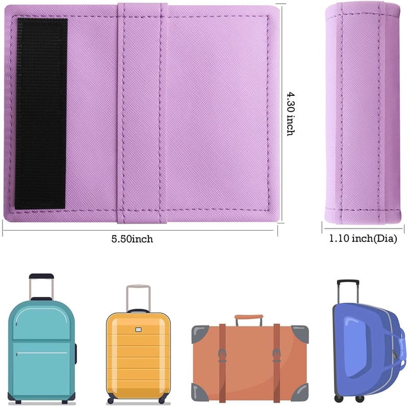 Gowraps Luggage Handle Wrap 5 Pack-Leather Luggage Handle Wraps for Suitcase/Handbag/Duffel Bag/Car Bright Luggage Identfier/Handle Covers/Grips Luggage Accessories for Travel 3.0 (Violet) - Image 2